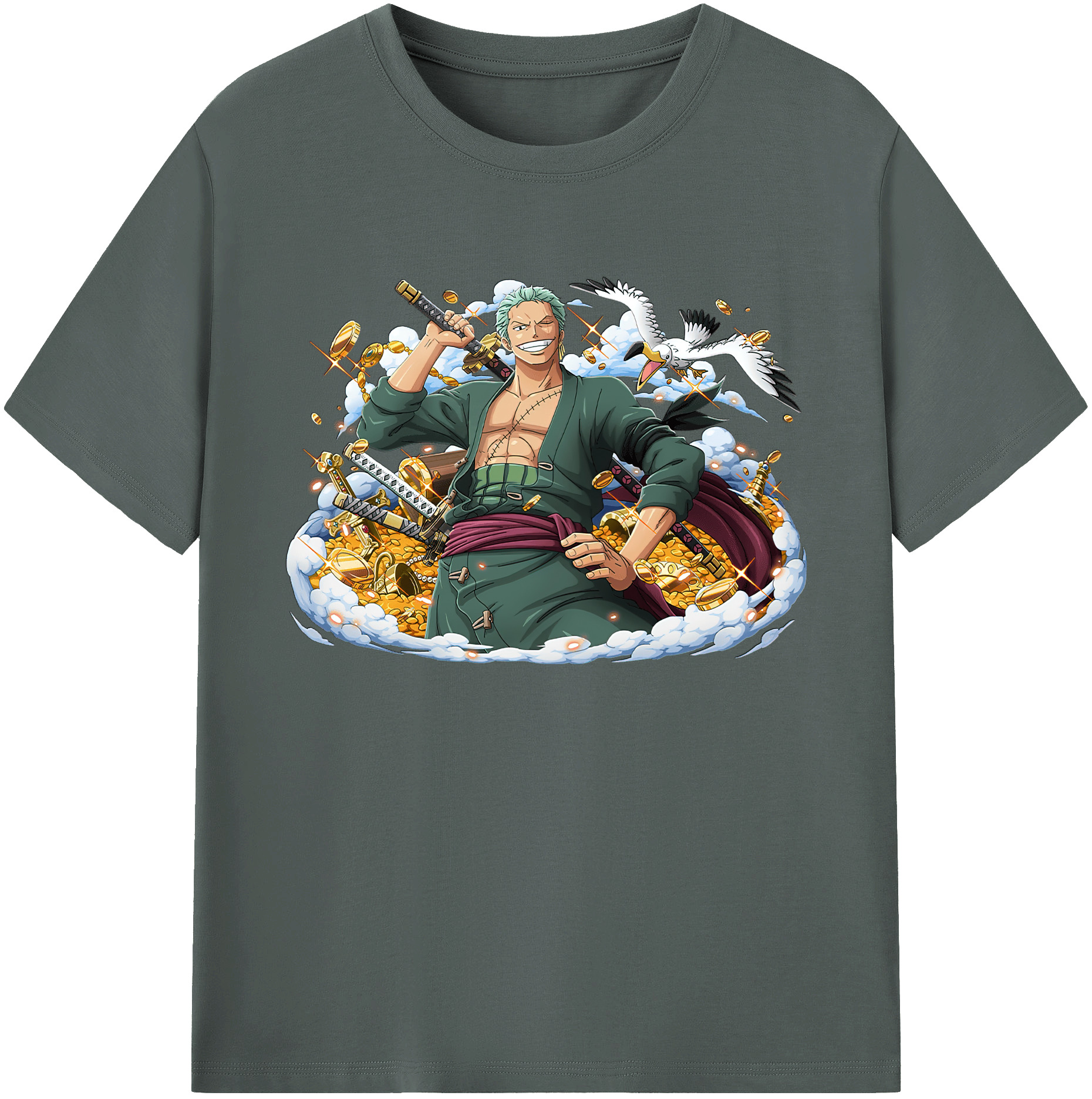 ワンピース ロロノア・ゾロ ONE PIECE Roronoa Zoro 綿100％ メンズ半袖Tシャツ｜肌触りやわらか＆通気性